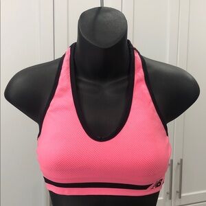 New Balance Racerback Padded Sports Bra – Pink & Black – Women’s Small